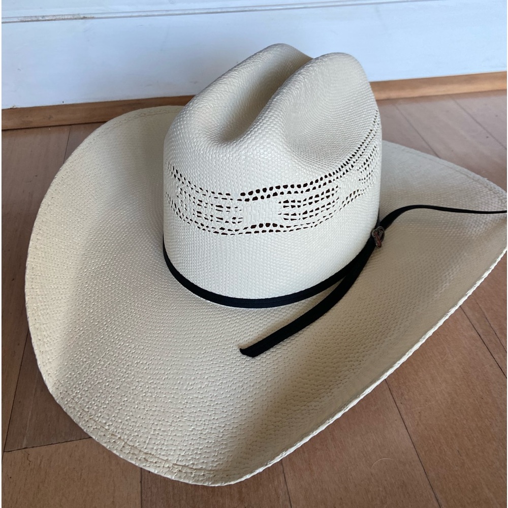 JUSTIN - COWBOY HAT - SIZE 6 7/8 - LIKE NEW - 20X CUTTER STRAW - NATURAL